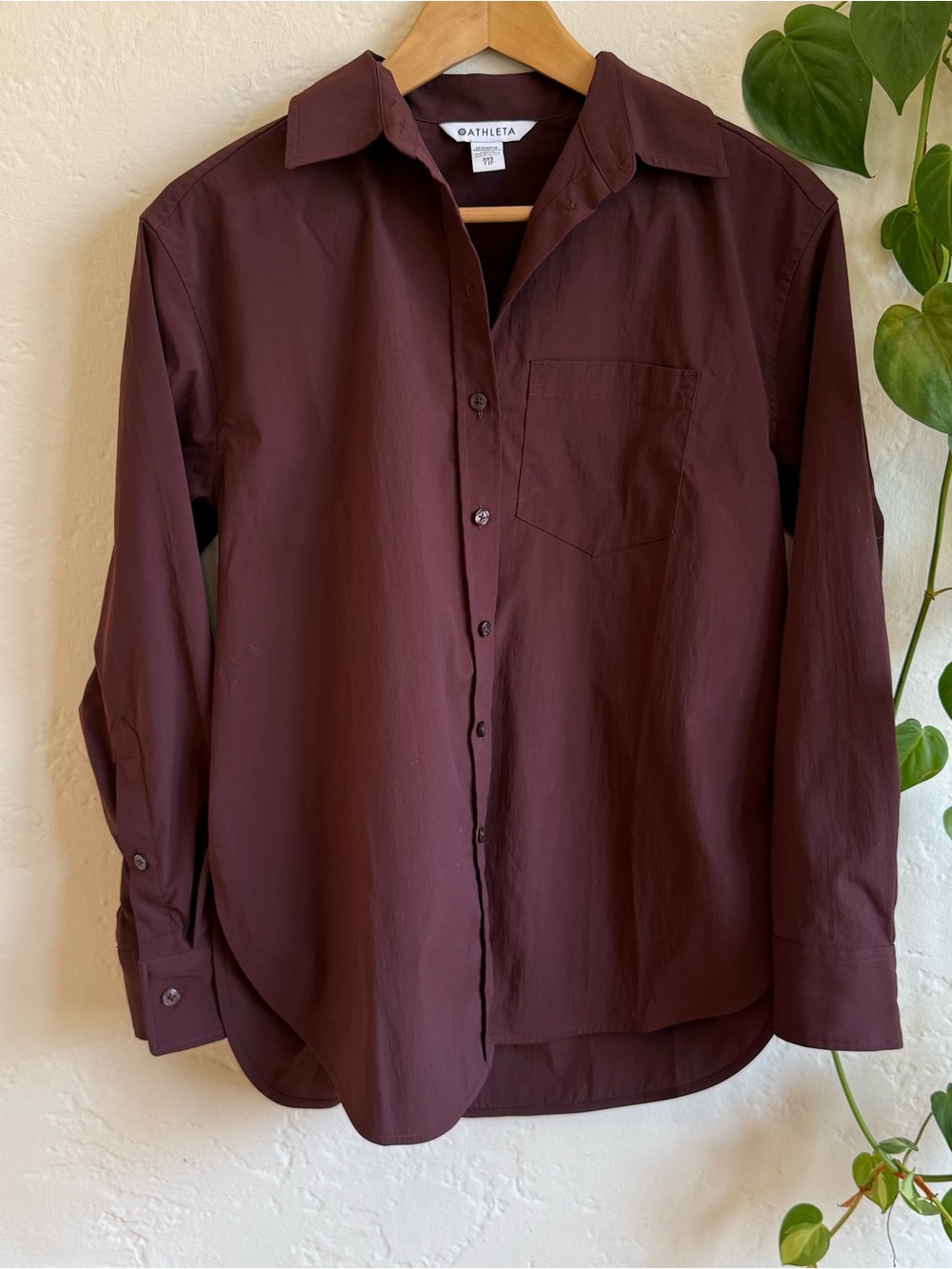 Athleta Midday Relaxed Shirt - Garnet Sz XXS - Picture 2 of 5